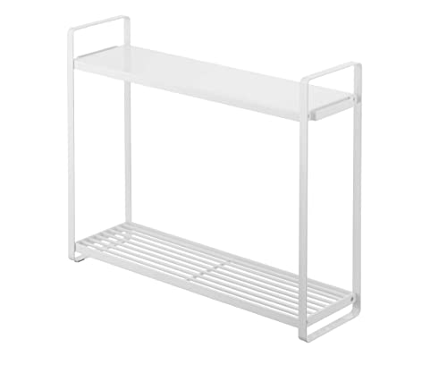 山崎実業(Yamazaki) コンロ横 ラック2段 ホワイト 約W51XD14XH40cm タワー 隙間収納 調味料ラック 鍋やオイルも置ける フック付き 5150