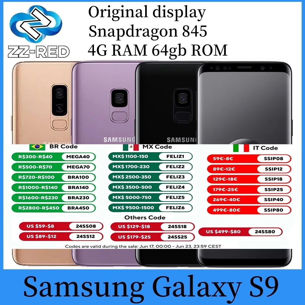 19052.0 12% OFFSamsung Galaxy s9携帯電話,g960u,g960u1,g960fd,4GB RAM, 64GB rom,5.8インチ,オクタコア,4g lte,NF
