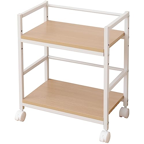 色：ナチュラル 山善(YAMAZEN) ワゴン キャスター付き A4ファイル対応 天板高さ調節可能