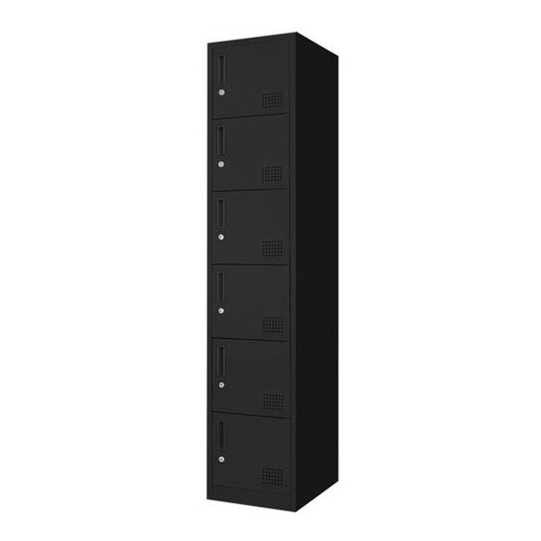法人限定 Netforce FAC-S6-2-W-BK ブラック ファシル スリム スチールロッカー (鍵付き 6人用 1列6段) メーカー直送