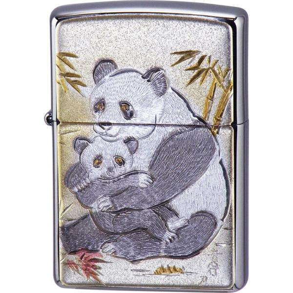 ZIPPO 電鋳板 親子パンダ / ジッポ― 電鋳板 ライター 親子パンダ：OYAKO-PANDA