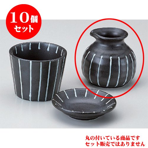 10個セット そば用品 一珍立筋そば徳利 [8.2 x 6.7cm(200cc)] 土物 和食器 酒器 料亭 旅館 業務用
