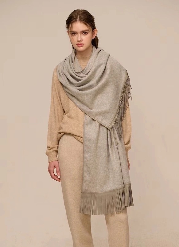 スヌード冬 ネックウォーマー スヌード マフラー ストール シンプル 防寒暖かい厚手カシミヤ 無地 カシミヤ100% ヤギ革 を厚くする 内モンゴル製 3