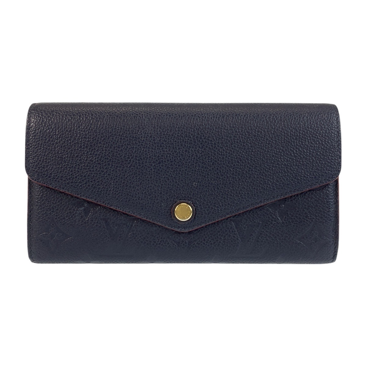 美品 モノグラム アンプラント ポルトフォイユ サラ ネイビー ゴールド金具 レザー M62125 長財布 ロングウォレット レディース 504324