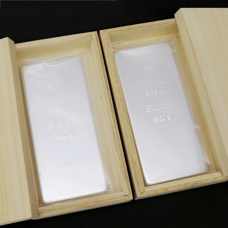 井嶋金銀工業 純銀 インゴット [桐箱付] ingot 500ｇ2本セット /シルバー/SV999.9 1000g(54856)
