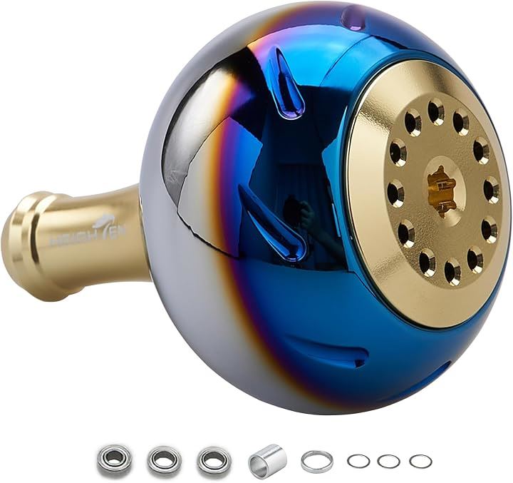 45mm パワー リール ハンドル ノブ 4色 シマノ Shimano Bタイプ ダイワ Daiwa Lサイズ 通用 Aurora Series 723(ゴールド)