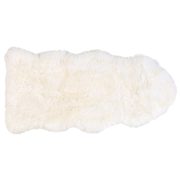 ニュージーランド産 天然ムートンの1.5匹 ラグマット 約60130cm ホワイト 表面：羊毛皮100％ 吸水性 放湿性 M-511-F