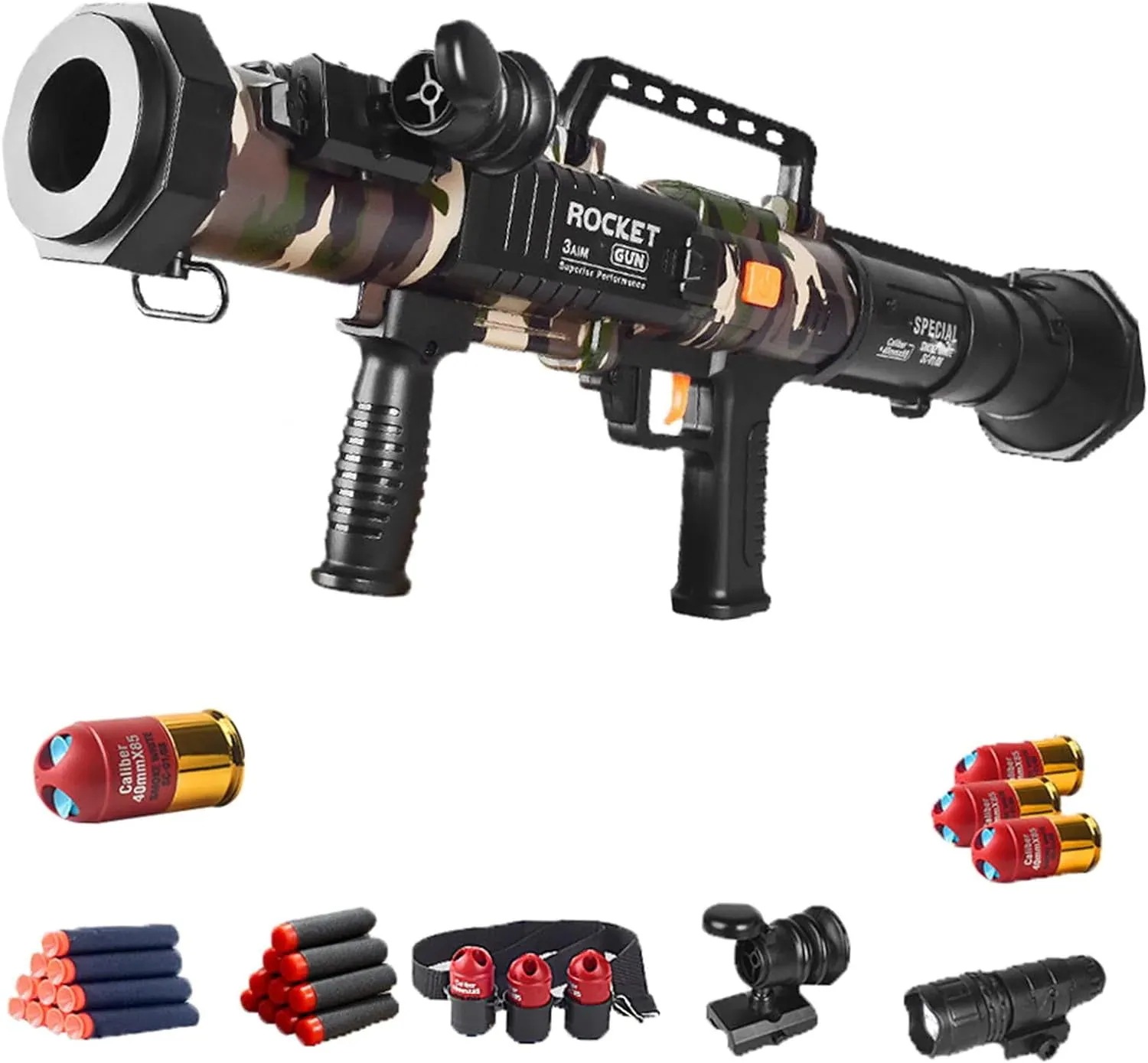 【クリスマスプレゼント】EVA柔らかい弾丸銃打ち上げおもちゃの銃柔らかい弾丸銃純正RPGスティンガー榴弾砲は子供のおもちゃ柔らかい弾丸銃大型榴弾砲EVA柔らかい弾丸一度に3ラウンド柔らかい弾丸の打ち上