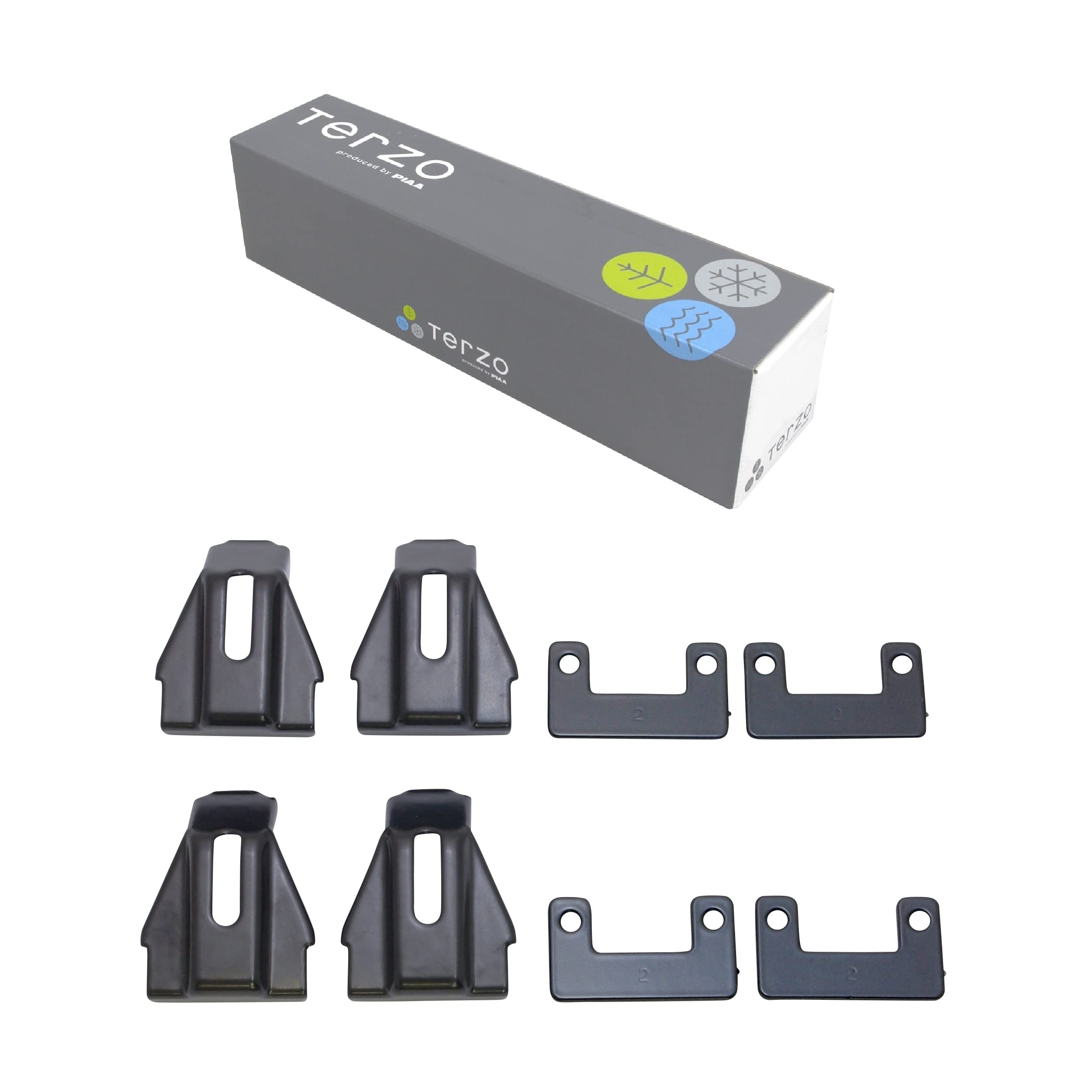 Terzo テルッツォ (by PIAA) ルーフキャリア ベースキャリア 車種別取付ホルダーセット 4個入 ダイレクトルーフレールタイプ ブラック エアロバー用 【レクサス RX NX LX メルセ