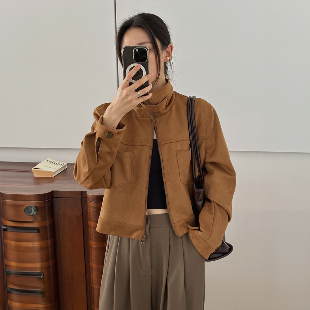 アミロンスエードハイネッククロップジャケット