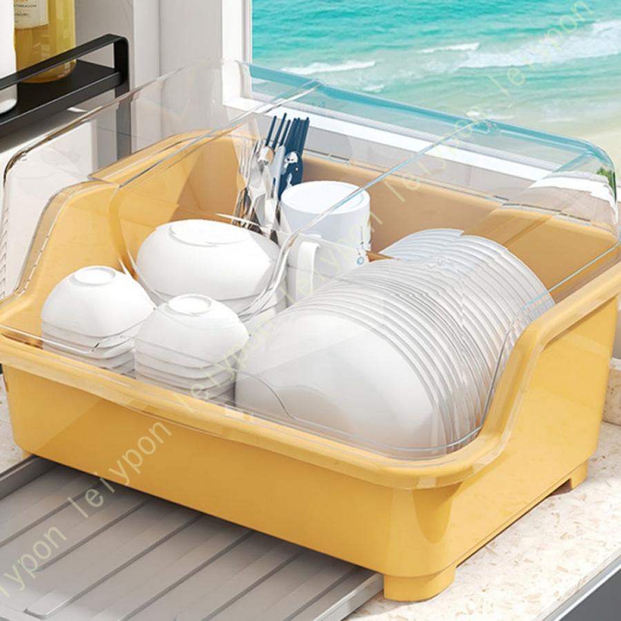 【短納期】水切りラック 水切りかご フタ付き トレー付き 食器 水切りラック 大容量 キッチン収納 食器収納 食器水切りラック 多機能かご 食器棚 バスケット おしゃれ 4,619円