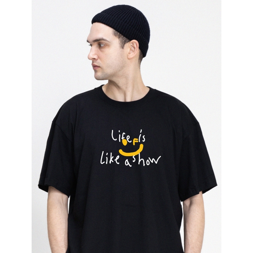 グラバービッグドローイングスマイルライフロゴショートスリーブTシャツ 5color