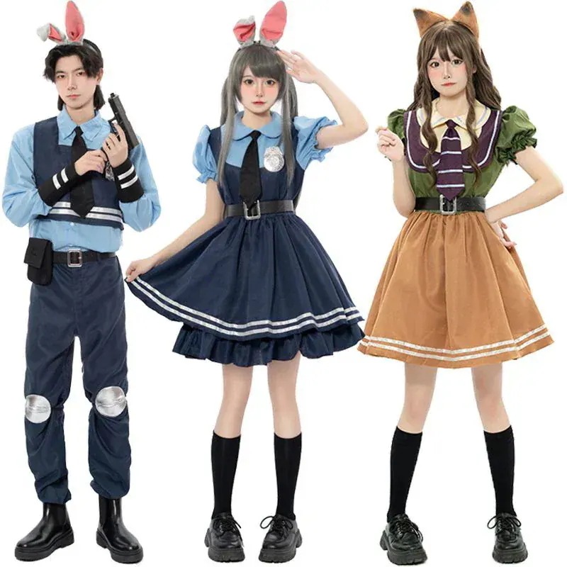 新品入荷 ジュディコス服成人狂った動物城服子供コスプレ女装ハロウィーン狐ニックワンピース