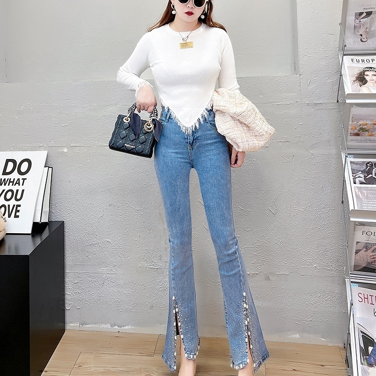 ボトムス パンツ ズボン デニムパンツ ストレートパンツ ハイウエスト フロントスリット ポケット タイト かわいい 大人可愛い きれいめ カジュアル 上品 おしゃれ かっこい 大人女子 こなれ感