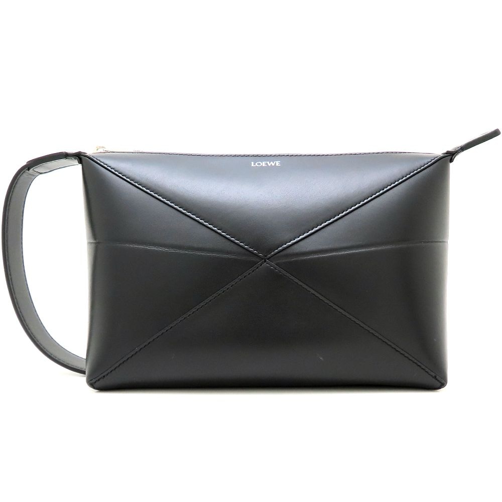 パズルフォルド ウォッシュバッグ C510WBPX01 セカンドバッグ クラッチ レザー ブラック/352592【中古】