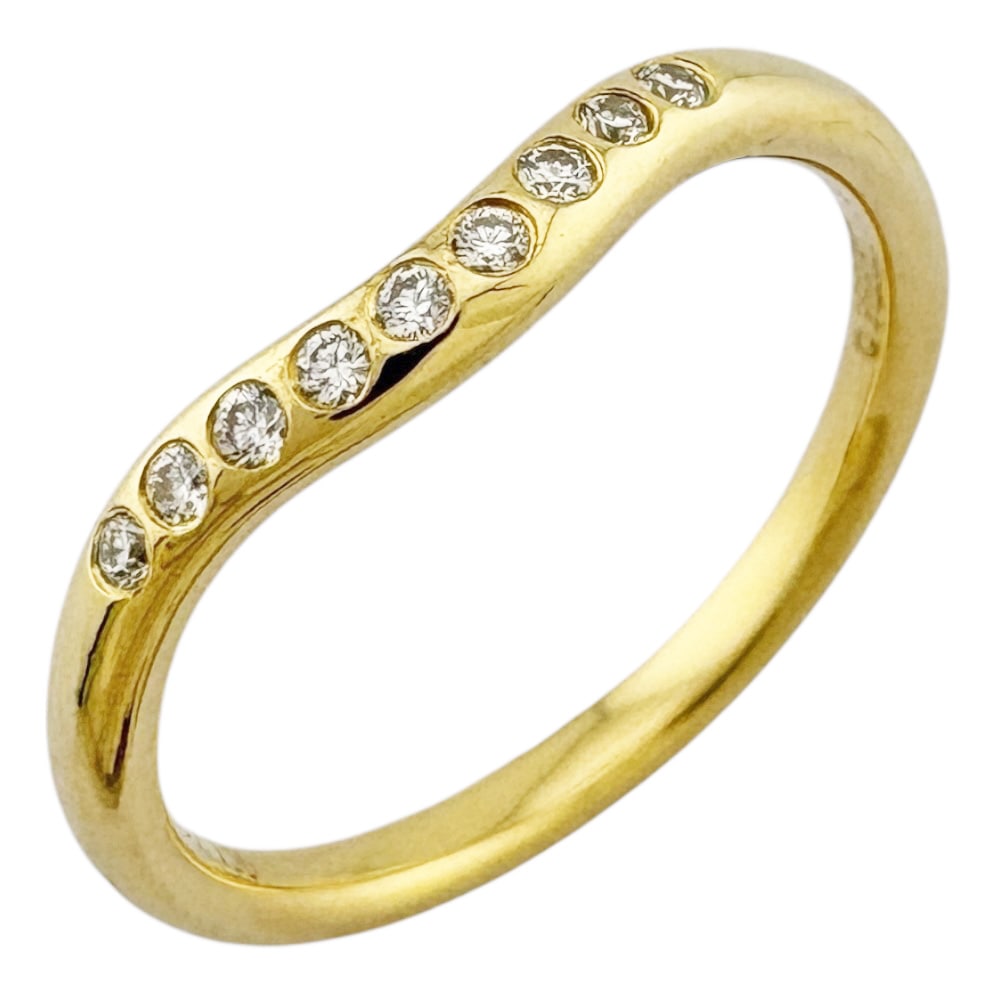 ティファニー カーブドバンド リング 指輪 9号 18金 K18イエローゴールド ダイヤモンド TIFFANY&Co. 中古 美品