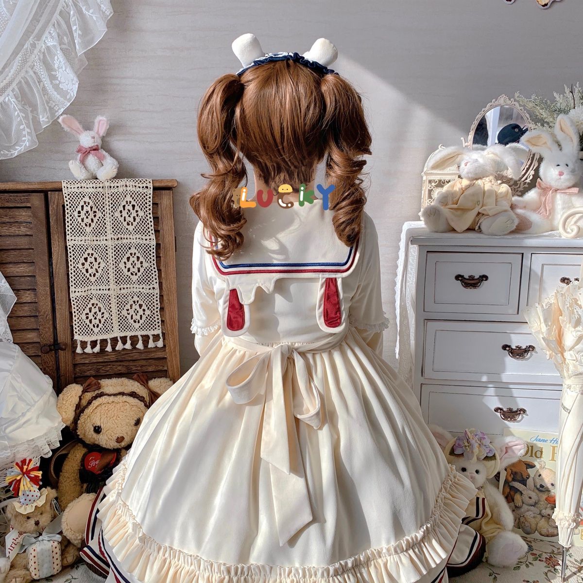 スカートオリジナルデザインウサギアイス秋冬刺繍甘くてかわいい