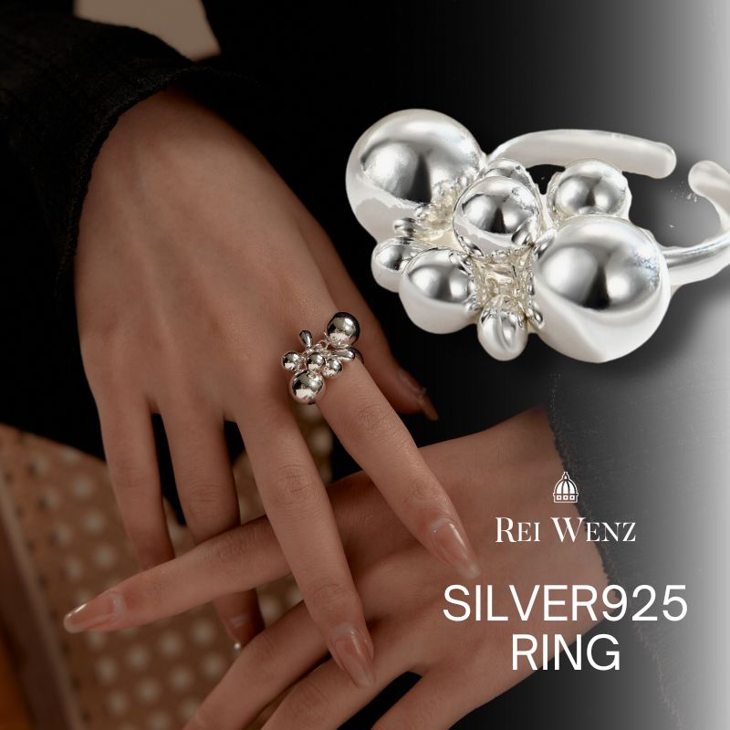 【高品質Silver925】シルバー リング ぷっくり コロン　つぶつぶ 大振り 幅太 大きい ニュアンス レディース 重ね 金属アレルギー インスタ おしゃれ オフィス プレゼント