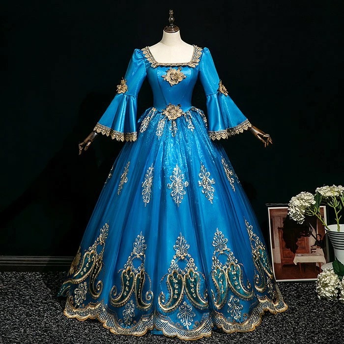 貴族 ドレス 油絵風 お姫様 衣装 カラードレス ロング 宮廷 王族服 お嬢様 舞台衣装 復古 ジュリエット ヨーロッパ ステージ衣装 オペラ声楽 撮影 西洋ドレス レディース ロングドレス 貴族ドレ