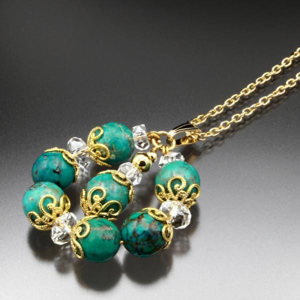 トルコ石 ネックレス ペンダント レディース 女性 天然石 開運 グリーン 緑