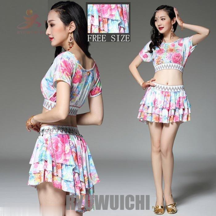 ベリーダンス 衣装 ベリーダンス レッスン着 ベリーダンス トップス ベリーダンス レッスン着 おしゃれ ベリーダンス衣装 セット 花柄