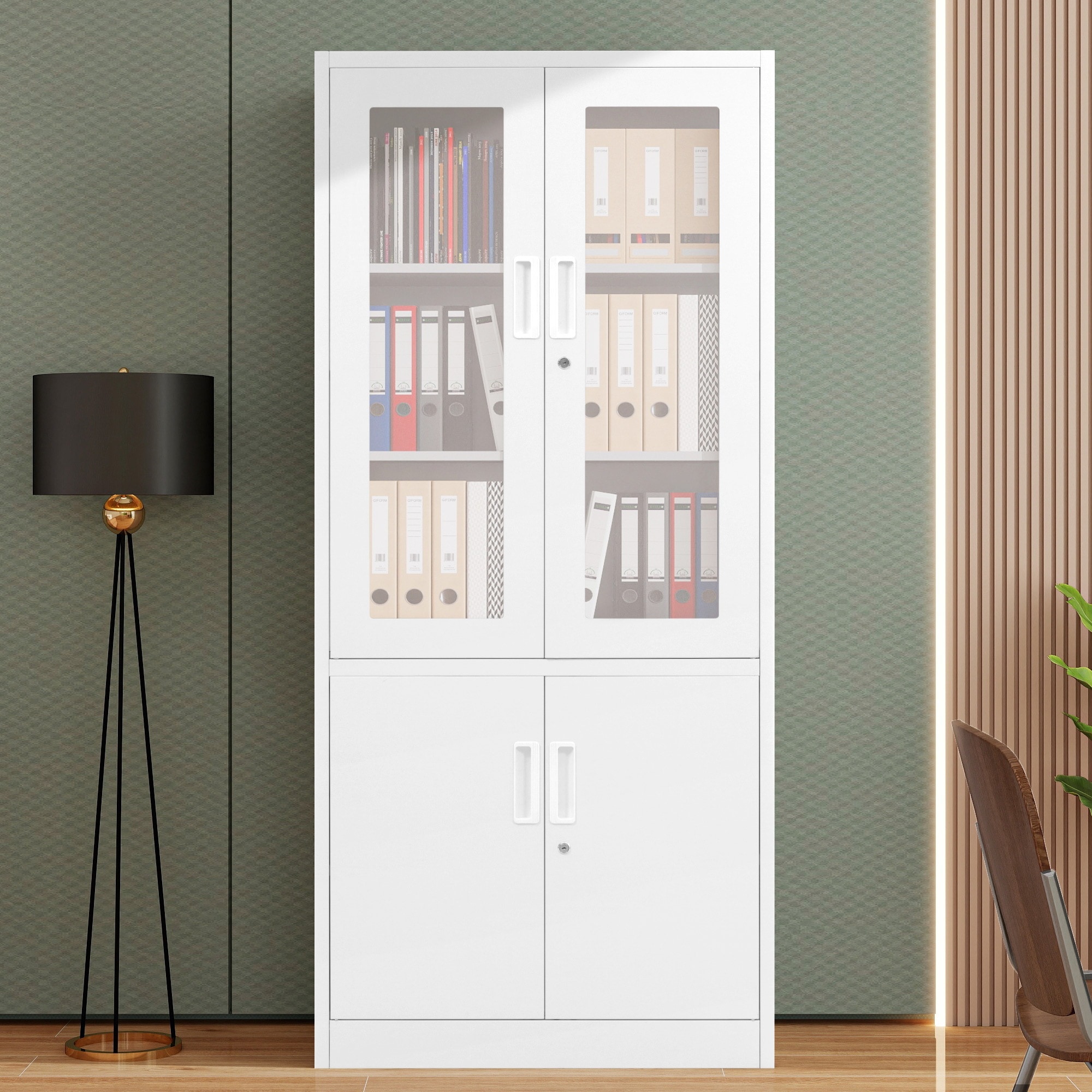 【国内出荷 - 3日配達】スチール書庫 両開き書庫 書類保管庫 高さ180cm 保管庫 収納 オフィス 業務用 書庫 おしゃれ キャビネット スチールキャビネット ベース付き 可動棚 A4対応