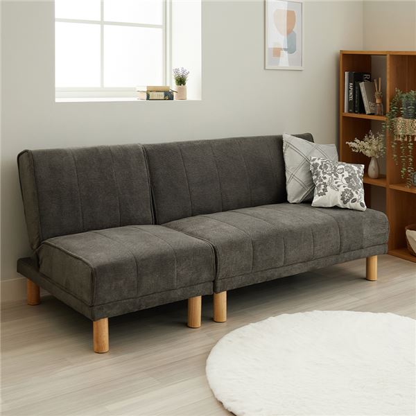 NEWスタイリッシュ ソファベッド メランジ グレー 4way リクライニング ソファーベッド 3人掛け カウチソファ