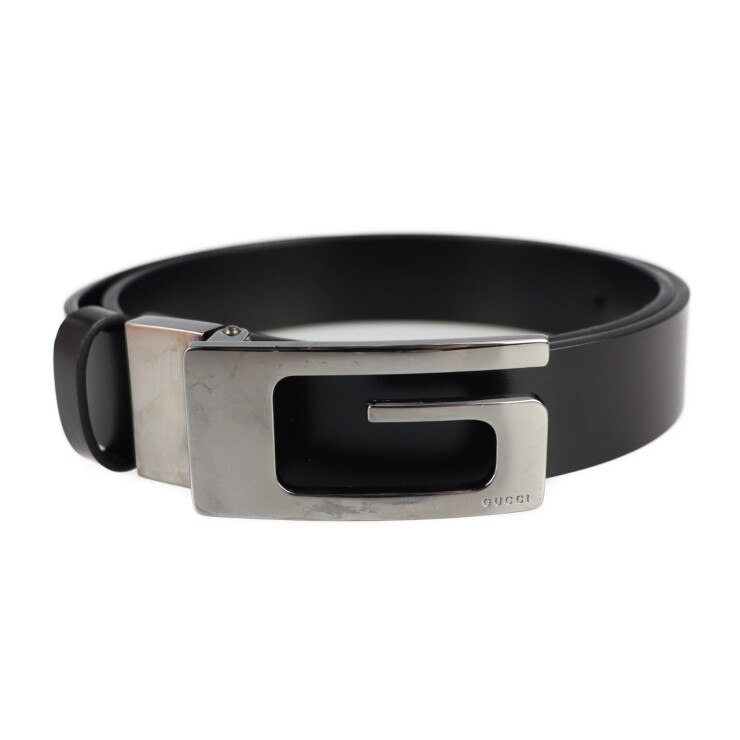 美品 GUCCI グッチ ベルト 037 0394 1276 表記サイズ 70 レザー ブラック シルバー金具 Gバックル【本物保証】【中古】