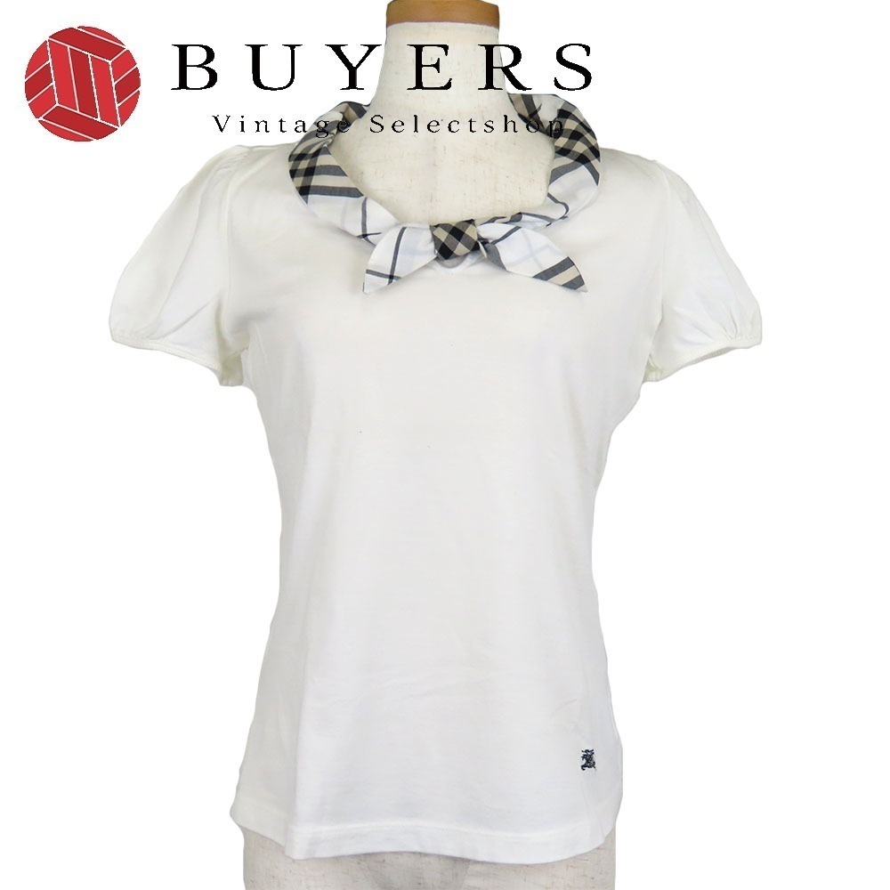 中古 半袖Ｔシャツ 38 コットン ホワイト チェック リボン アパレル レディース 女性