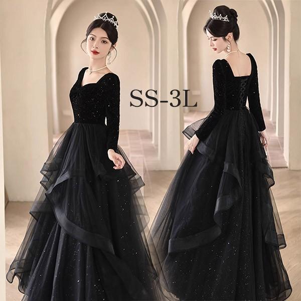 ドレス 大人 ピアノ 発表会 ロング丈 キラキラ ぽっちゃり 大きいサイズ イブニングドレス 演奏会 ピアノ発表会 袖付き