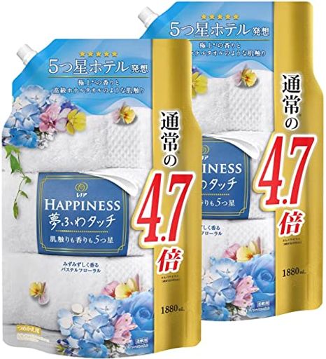 【まとめ買い】 【大容量】 ハピネス 夢ふわタッチ 柔軟剤 パステルフローラル 詰め替え 1880ML × 2個