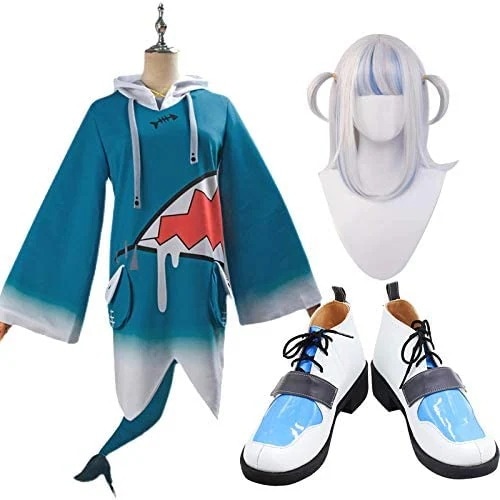 がうるぐらサメちゃんバーチャルチューバーコスプレ衣装＋ウィッグ＋靴コスプレアニメ変装ハロウィン学園祭