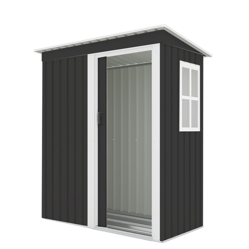 【国内発送 急速出荷】【 ブラック　棚なし】物置 屋外 大型 倉庫 大型物置 戸外収納庫 物置 防水/耐侯 収納可能 ガーデン/庭/田畑/農場 頑丈 大容量 スチール　引き戸　補強フレーム付き　窓付き 21,059円