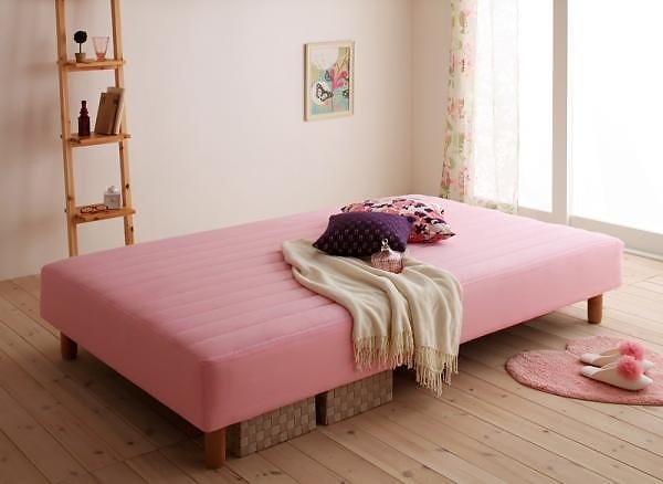 流行 新色寝心地が選べる 最大75％オフ 20色カバーリングボンネルコイルマットレスベッド 脚15cm セミダブル フレッシュピンク