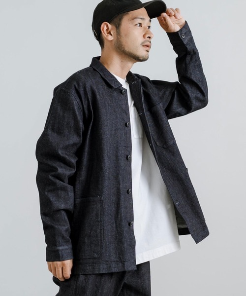 カバーオール Upscape Audience アップスケープオーディエンス日本製 国産 備後 10.5oz セルヴィッチ 青耳ストレッチデニム カバ