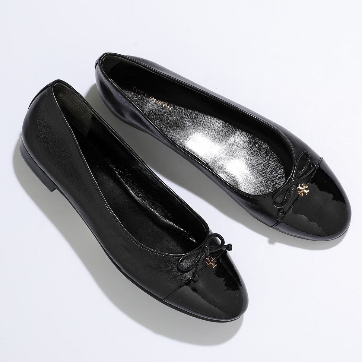 TORY BURCH トリーバーチ パンプス CAP-TOE BALLET キャップトゥ バレエ 154511 レザー バレエシューズ ダブルT メタルロゴ 靴 004/PERFECT-BLACK/P