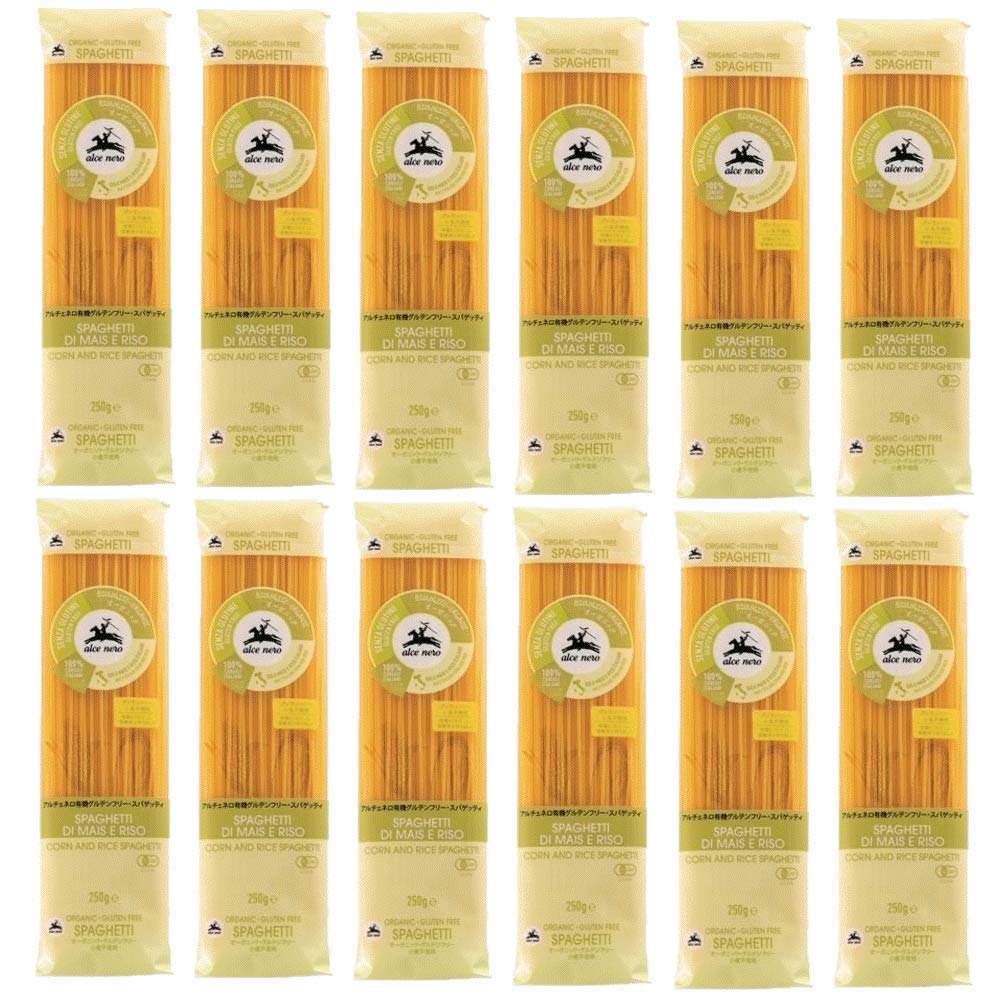 まめやの開発商品 アルチェネロ 有機グルテンフリー・スパゲティ 250ｇ×12袋 250グラム (x 12)
