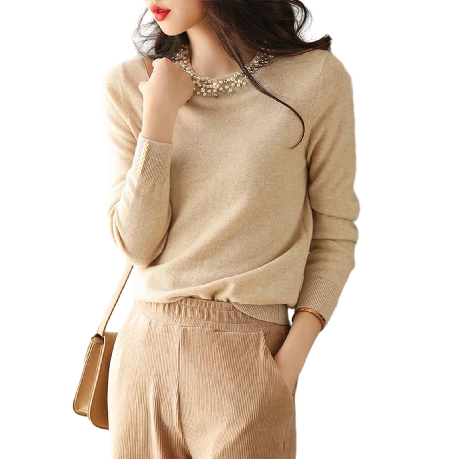 ニット セーター レディース 長袖 丸首 無地 カットソー インナー 暖かい トップス シンプル 柔らかい 着痩せ 防寒肌着 カジュアル通学 デート 通勤 春秋冬