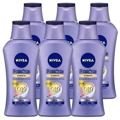 [6個セット]ニベア プレミアムボディミルク エンリッチ 190g送料無料 花王 NIVEA ボディクリーム 本体 保湿 ボディケア コエンザイムQ10 まとめ買い カモミールローズ Kao 【D】