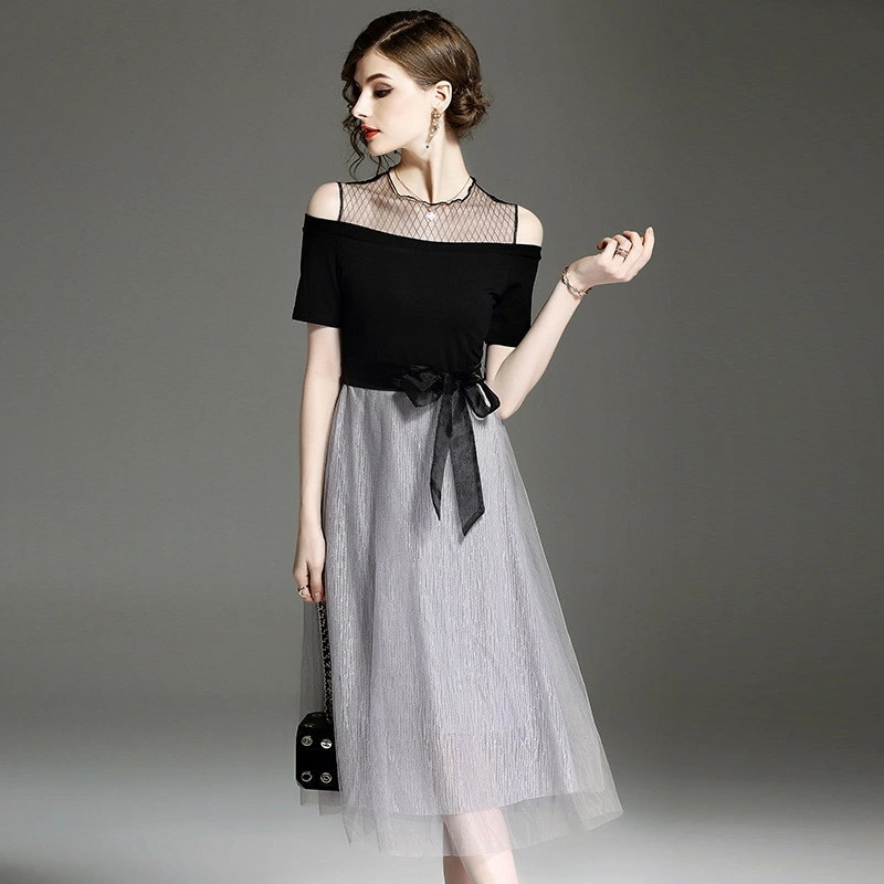 今期大人気 高級 総レース ワンピース プリーツ ドレス ワンピース パーティードレス フォーマル ワンピース 二次会 フレアロング丈　マキシ ワンピ膝下夏 半袖 ブラック フォーマル ドレス 大人お 8,103円