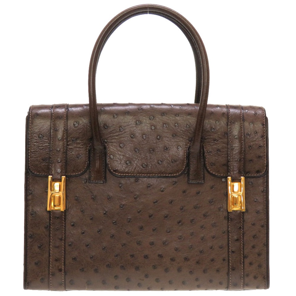 美品 ドラッグ27 ハンドバッグ オーストリッチ/オーストリッチ マロンフォンセ 0010【中古】 レディース