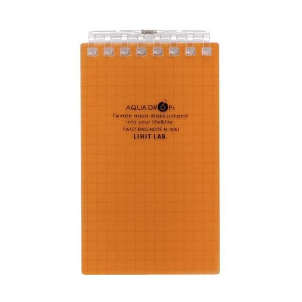(まとめ) リヒトラブ AQUA DROPsツイストノート（メモサイズ） 125×72mm 8穴 5mm方眼罫 橙 40枚 N-1661-4 1冊 (×50セット)