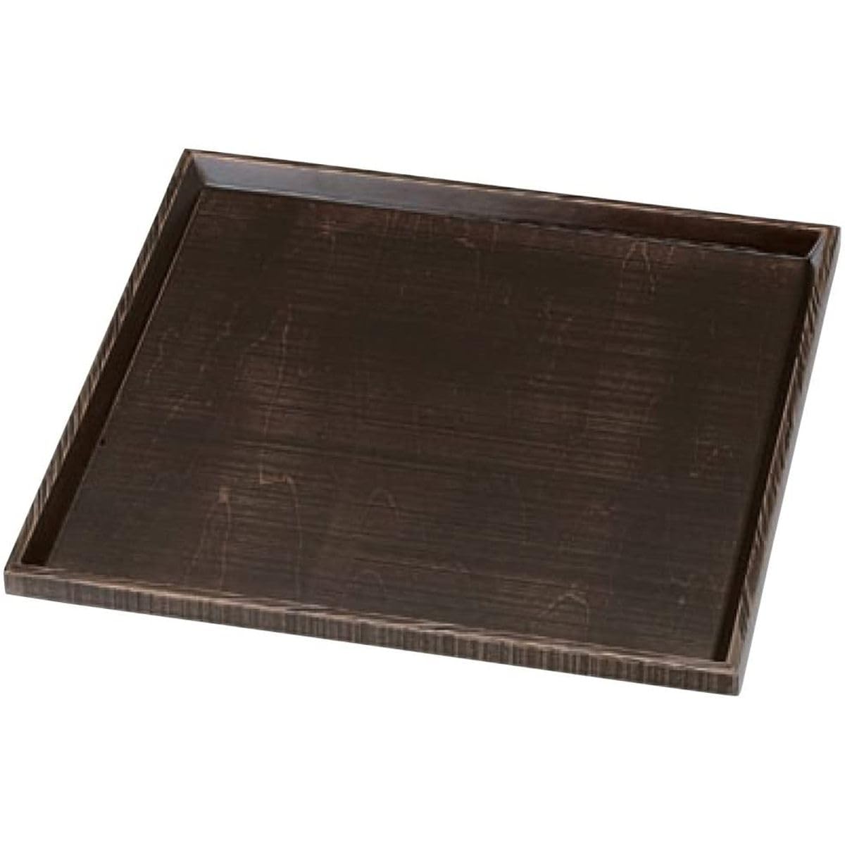 J-kitchens お盆 日本製 シックデザイン 盆 トレー 木製 9寸荒彫角 よもぎ塗