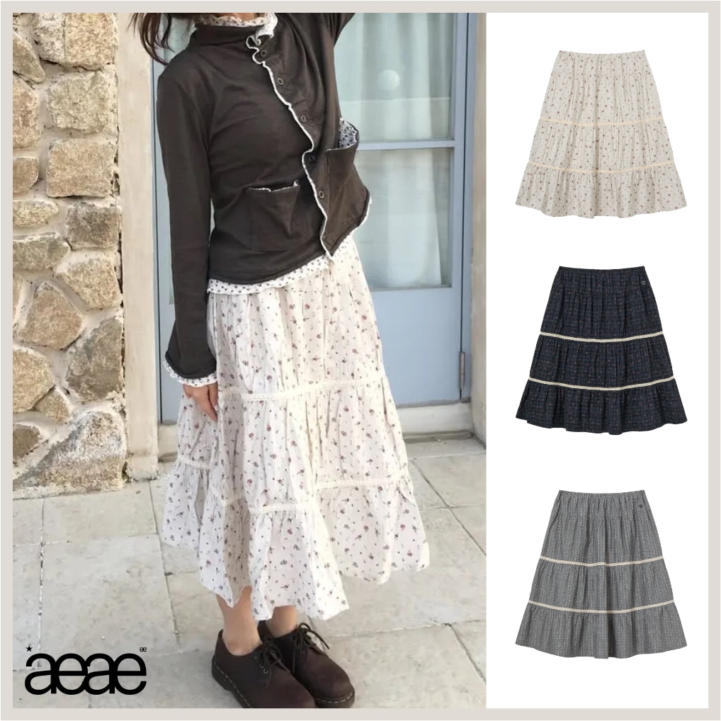 PATTERN TIERED SKIRT / 26SS