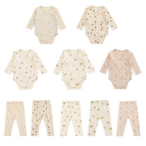 春と秋の新作ベビー男の子と女の子北欧スタイルの綿ロンパースズボン 2 点セット空調服 新生児 ロンパース カバーオール ジャンプスーツ 新生児服 赤ちゃん服 韓国ベビー服