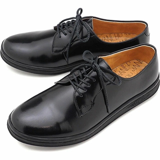 レザーシューズ HIHIN FACE SKIN ヒヒン プレーントゥ スニーカー 靴 ソ－ル BLACK メンズ [MNB-001B]