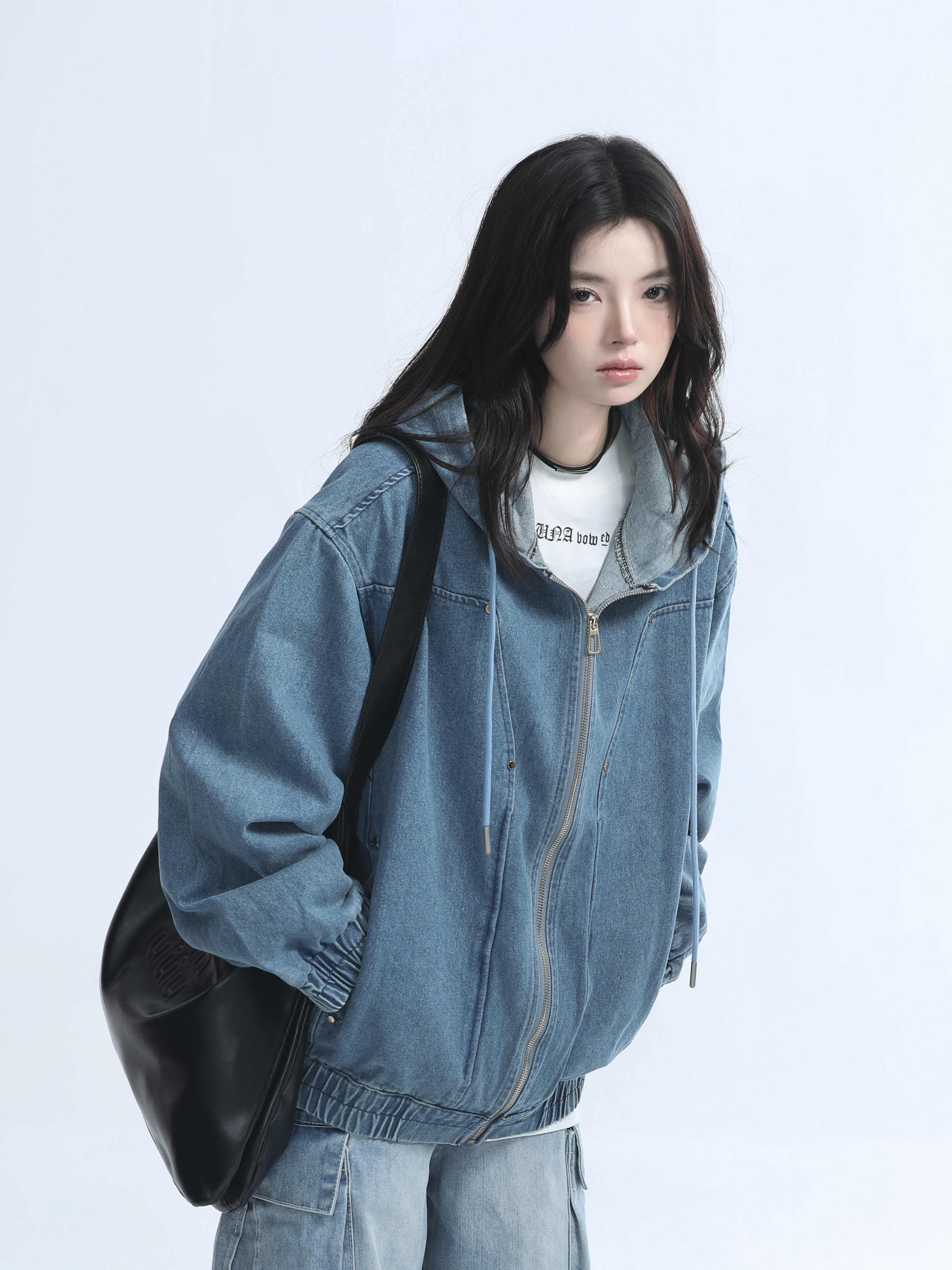 「SHANKONG」【高·品質版】【上品】2025新作 デニムジャケット アウター レトロ ゆったり 韓国ファッション レディーストップス アウター トップス セミロング トップス 20