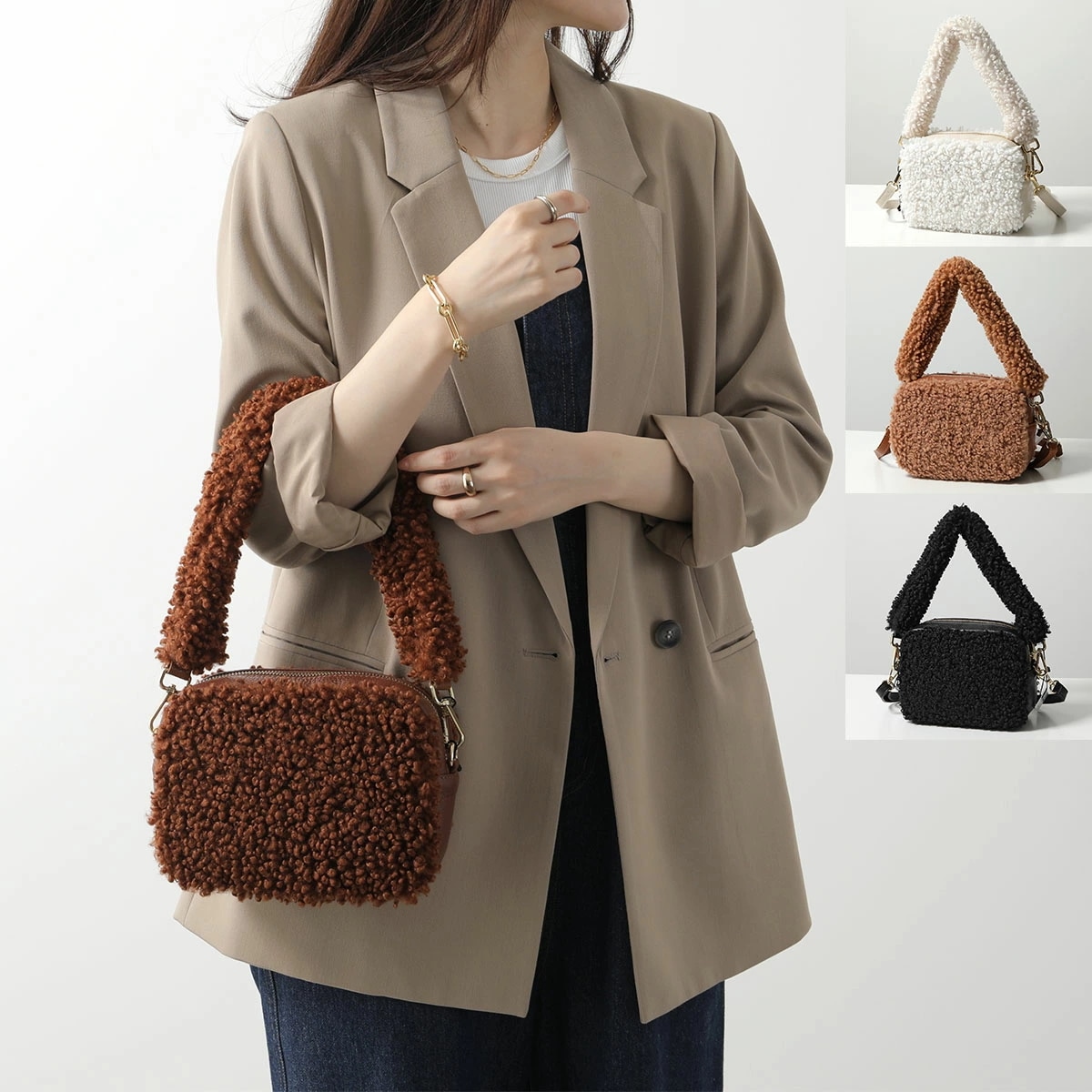 andrea cardone アンドレアカルドネ ショルダーバッグ 1031 TEDDY&STRAP レディース テディ ボア ポシェット ハンドバッグ 鞄 カラー4色