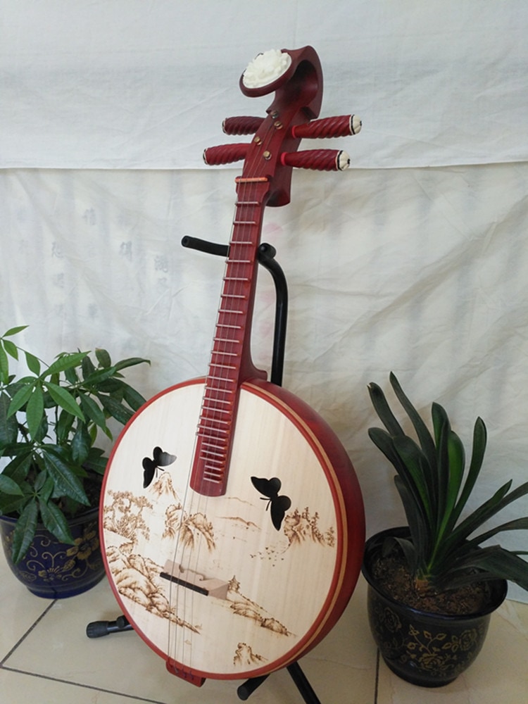 中型 阮 花模様を彩る プロの演奏 中国の弦楽器