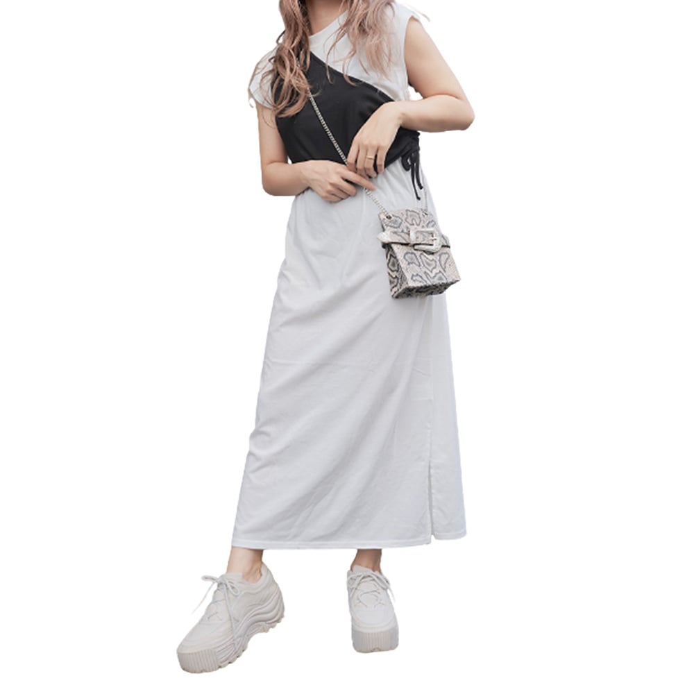 One Shoulder Bustier＋Maxi T-shirts Onepiece 2P SET A,D,G レディース